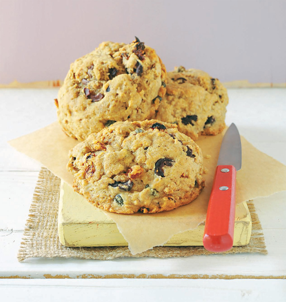 Puttanesca scones with barley and spelt recipe