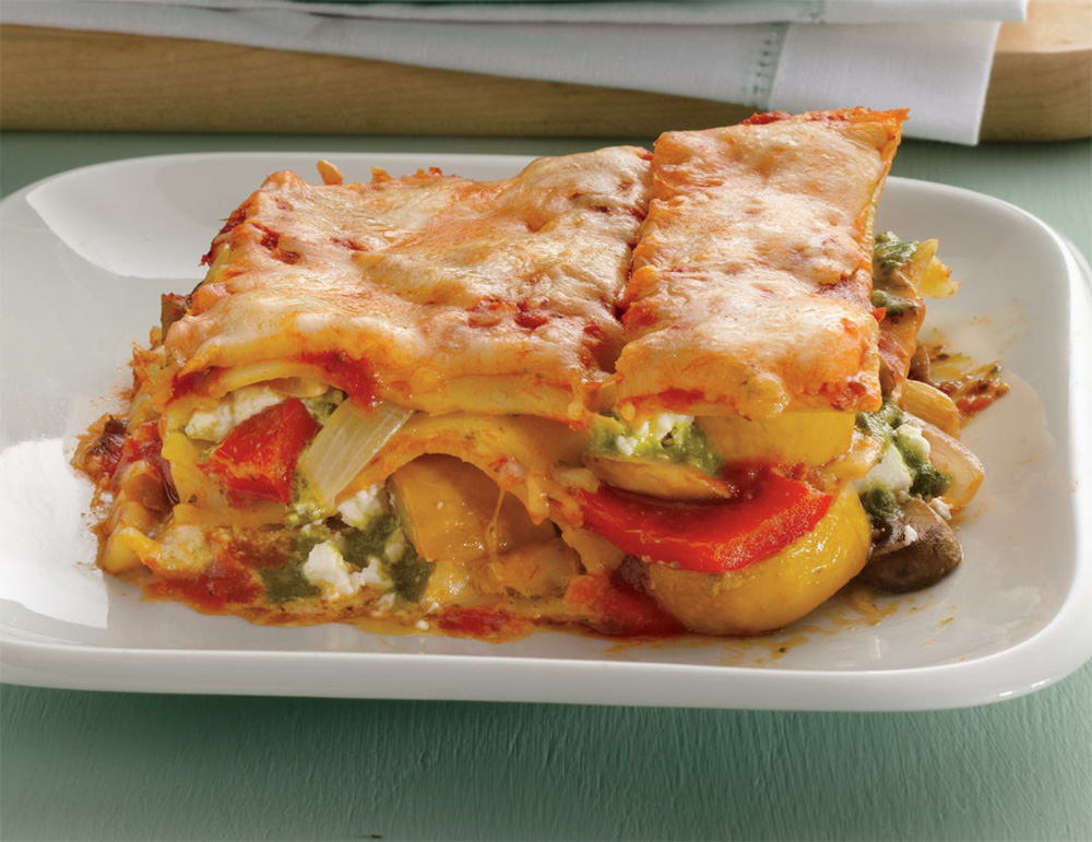 Roasted vegetable lasagna with goat cheese recipe