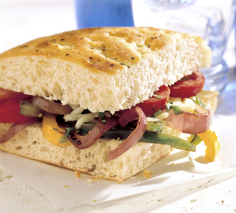 Veggie focaccia sandwiches recipe