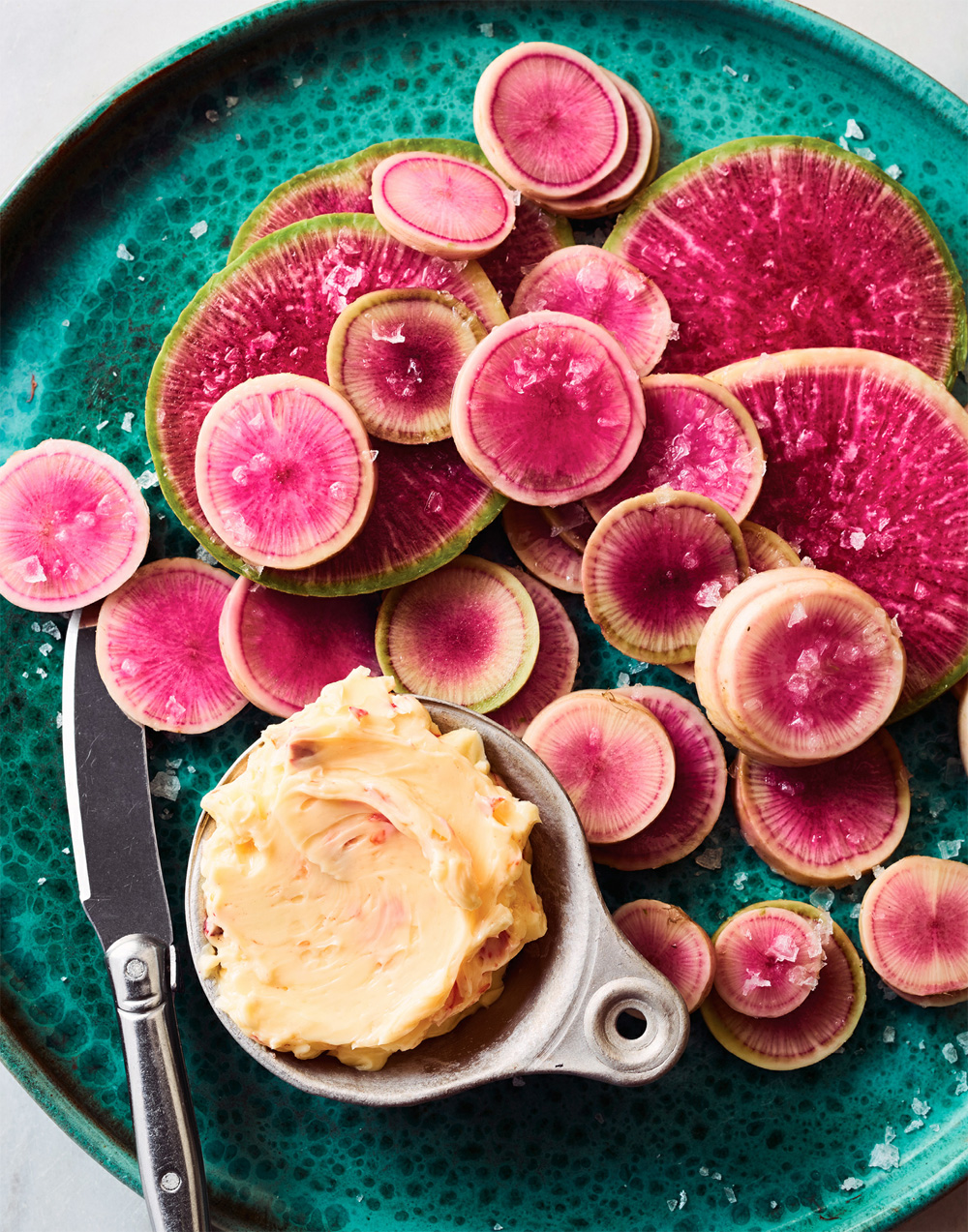 Watermelon radishes with herb butter recipe
