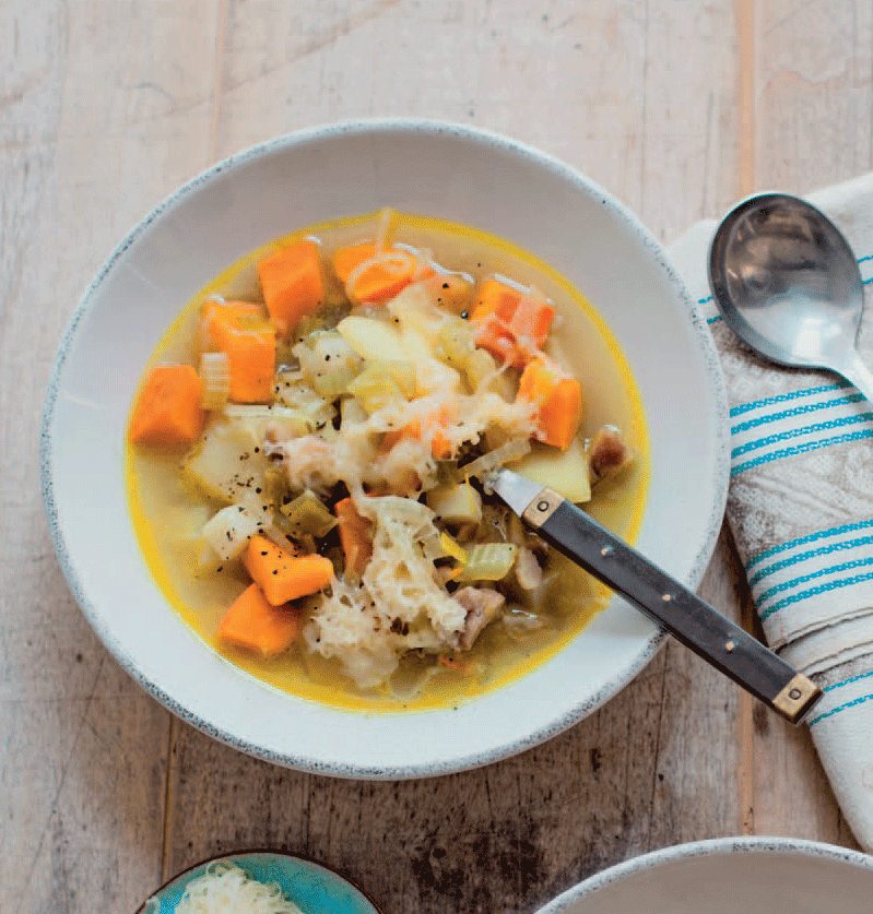 Clear pumpkin soup with chestnuts recipe