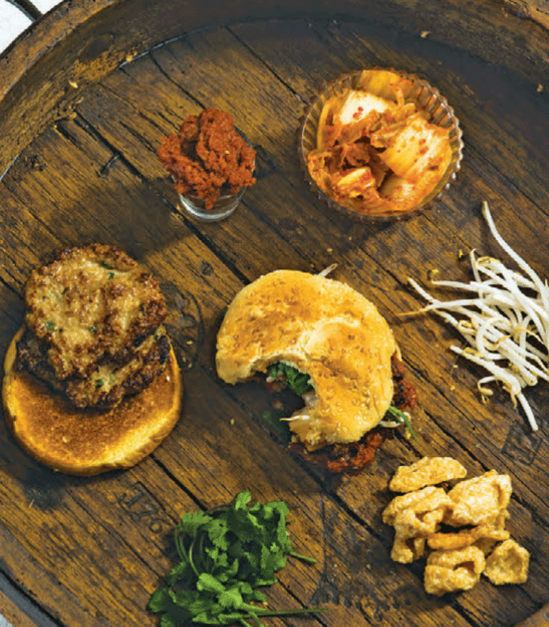 Piggy burgers with sun-dried tomato ketchup recipe