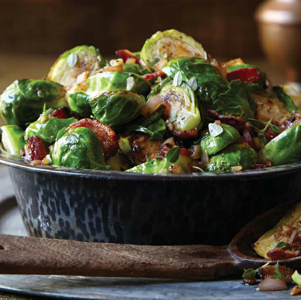 “Salad” of Brussels sprouts, bacon, and sherry recipe