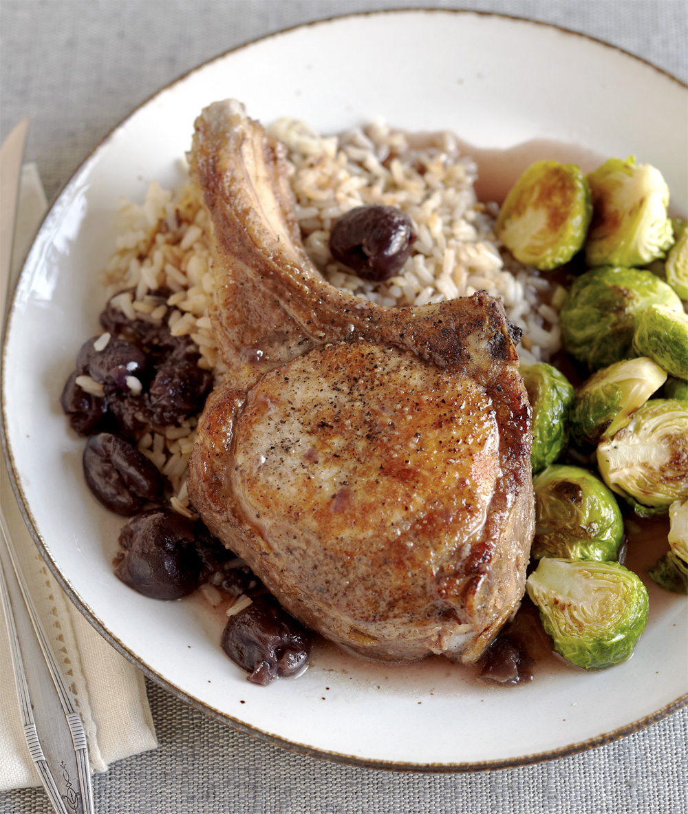 Spiced pork chops baked with rice and sour Cherries recipe