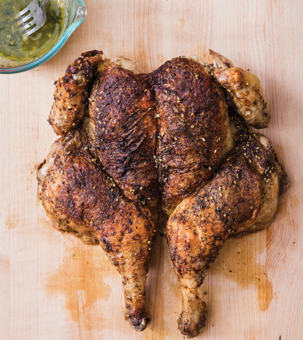 Za’atar-rubbed butterflied chicken with preserved lemon vinaigrette recipe