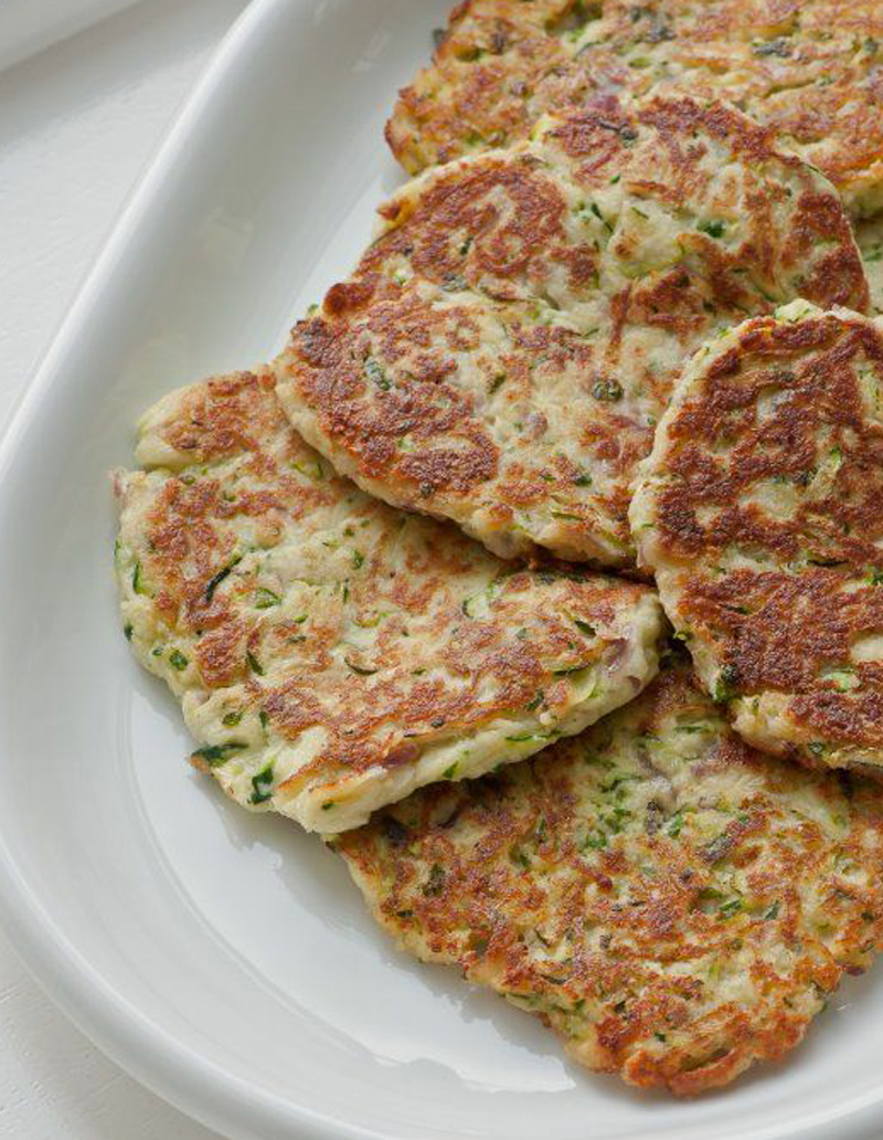 Cheese and onion zucchini fritters recipe