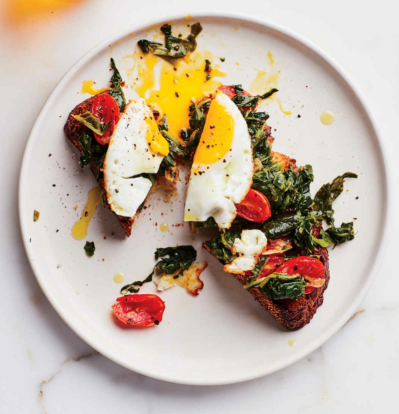 Greens on toast for one recipe