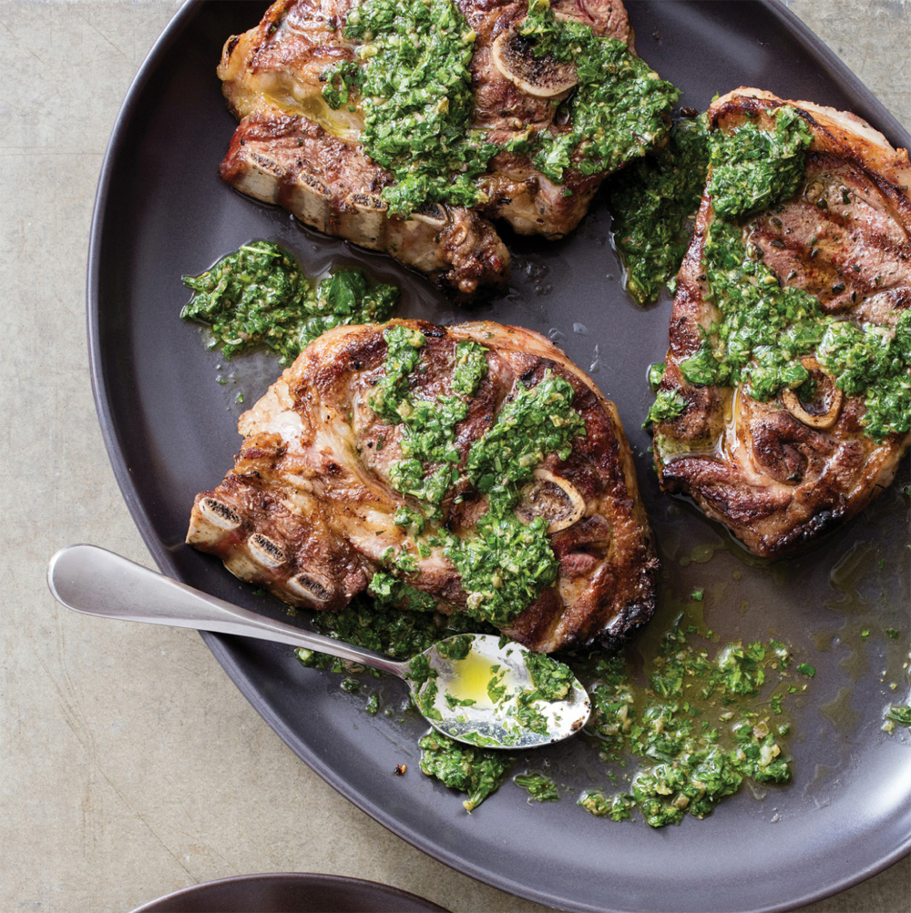 Grilled Lamb Shoulder Chops with Salsa verde recipe