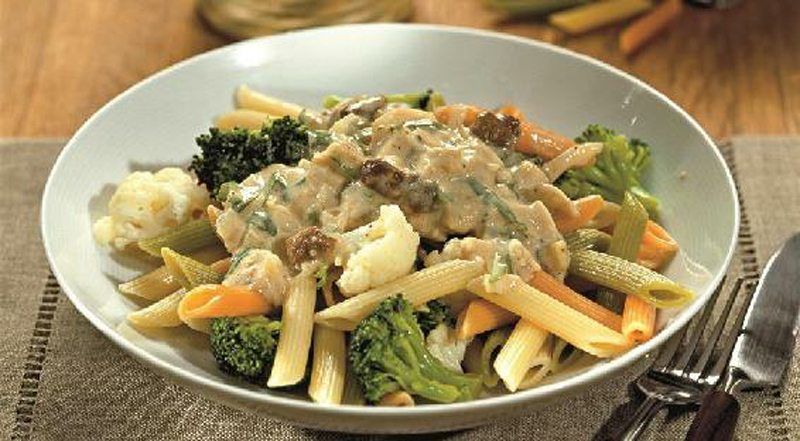 Pasta with cauliflower, broccoli and mushroom sauce recipe