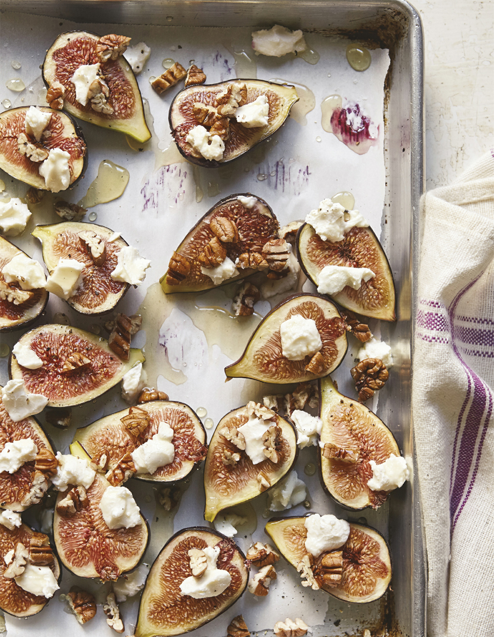 Roasted fibs with goat cheese and nuts recipe