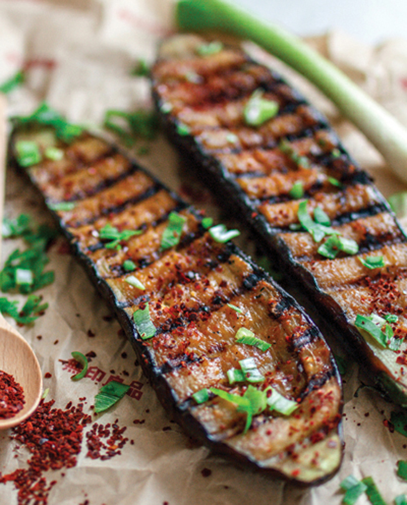 Aubergine steaks with a miso glaze recipe