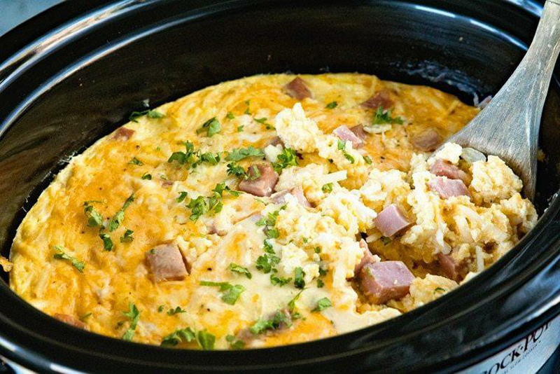 Pressure pot cheesy ham breakfast recipe