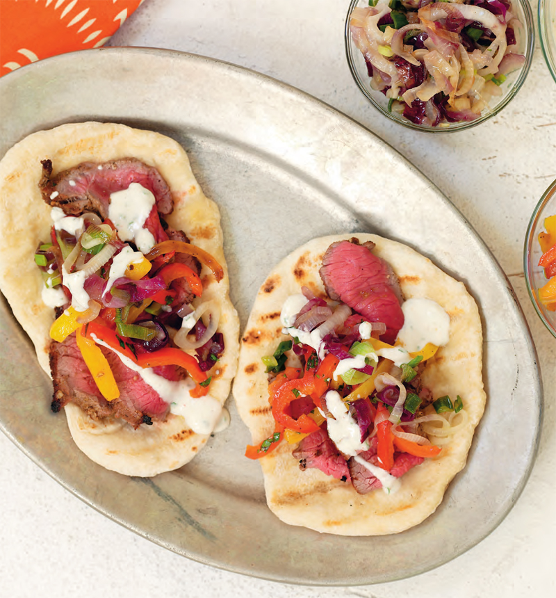 Sonoma shawarma with tahini-yogurt sauce and syrian pita recipe