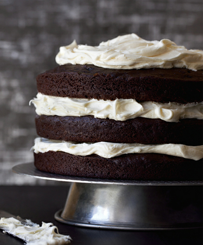 Triple-layer chocolate sour cream cake recipe