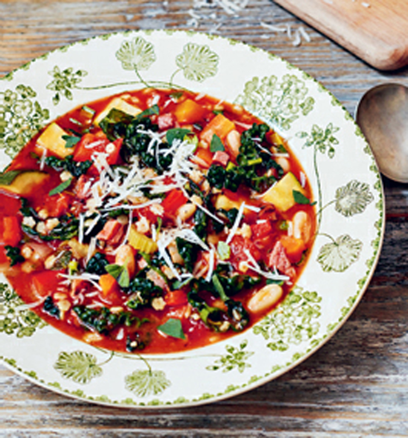 Very herby minestrone with plenty of parmesan recipe
