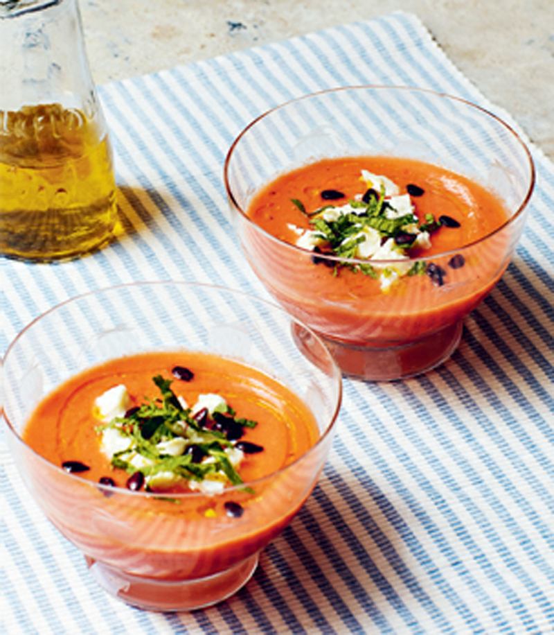 Watermelon gazpacho with feta, mint & toasted seeds recipe