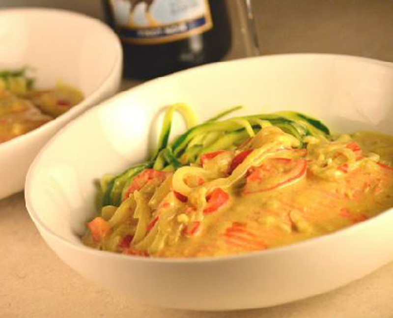 Coconut curry salmon with zucchini noodles recipe