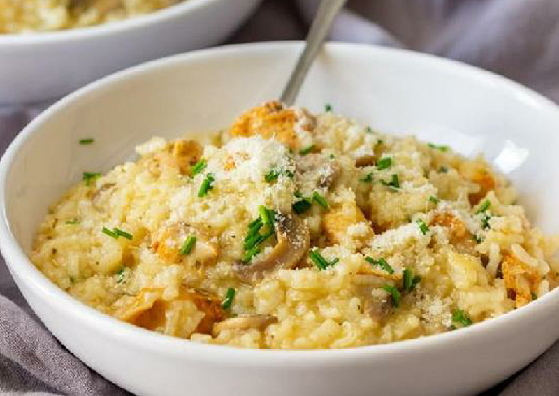 Pressure cooker chicken risotto with mushrooms recipe