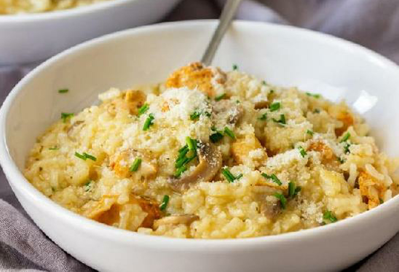 Pressure cooker chicken risotto with mushrooms recipe