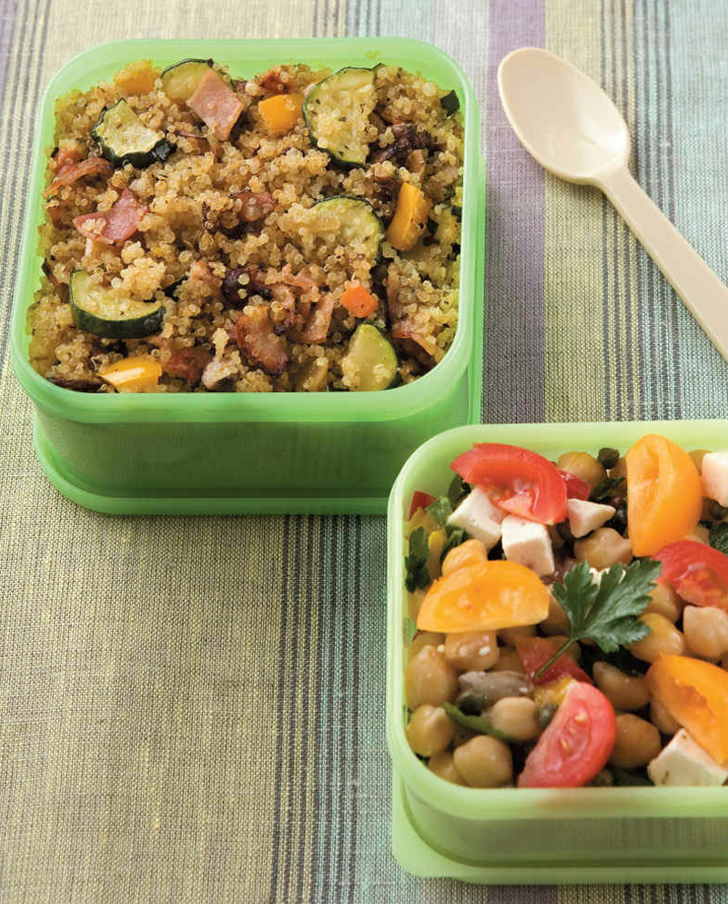 Quinoa pilau and chickpea salad bento recipe