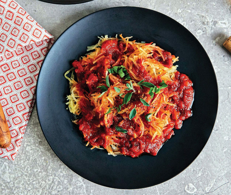 Spaghetti squash with balsamic tomato sauce recipe