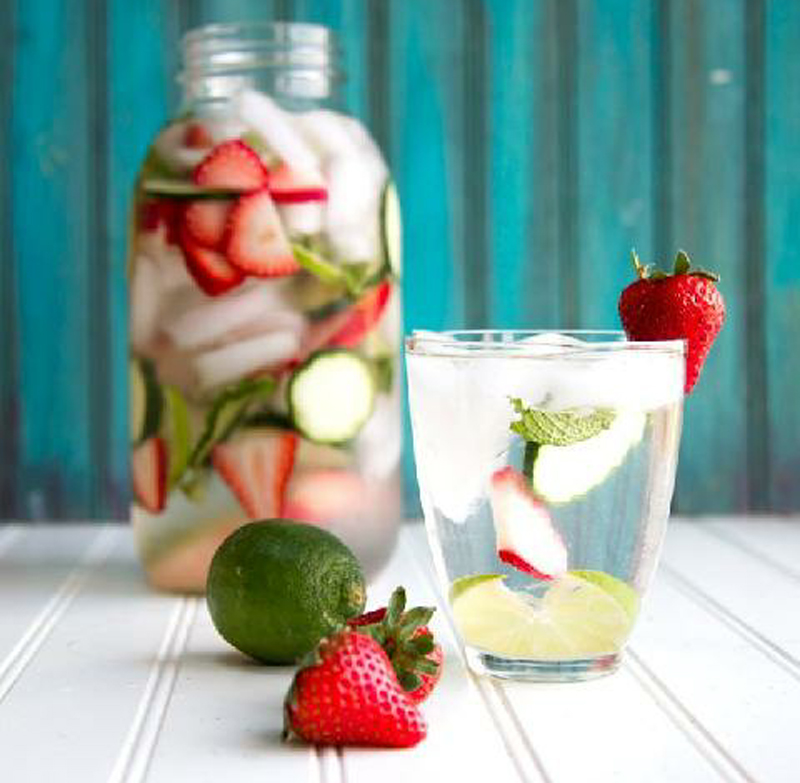 Strawberry, lime mint infused water recipe