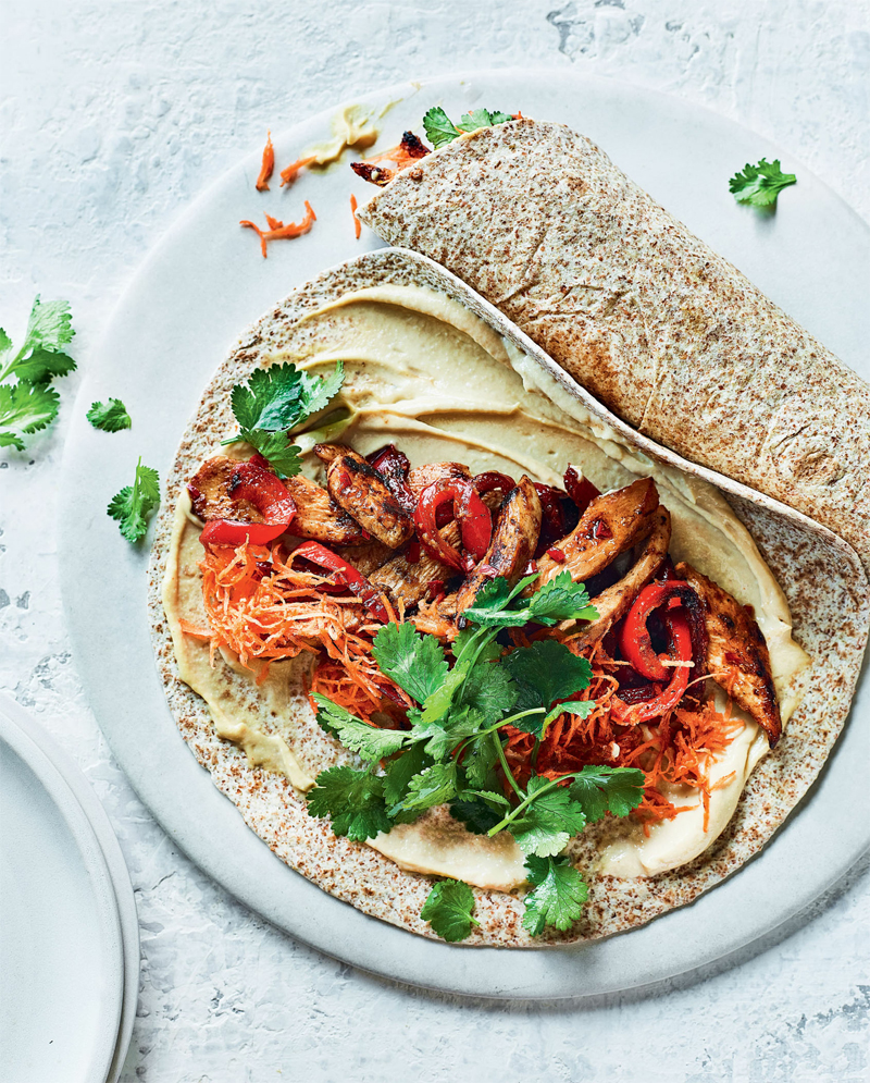 Chicken & hummus wraps recipe