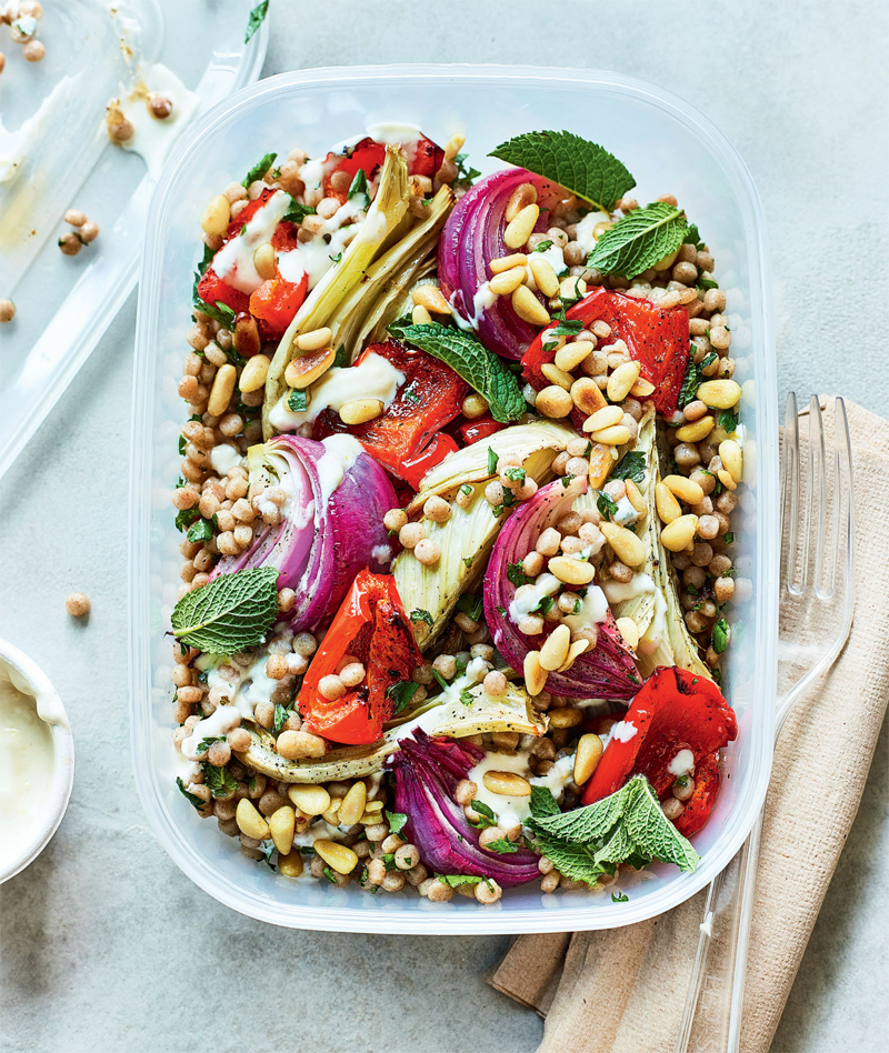 Chickpea & couscous salad with tahini drizzle recipe
