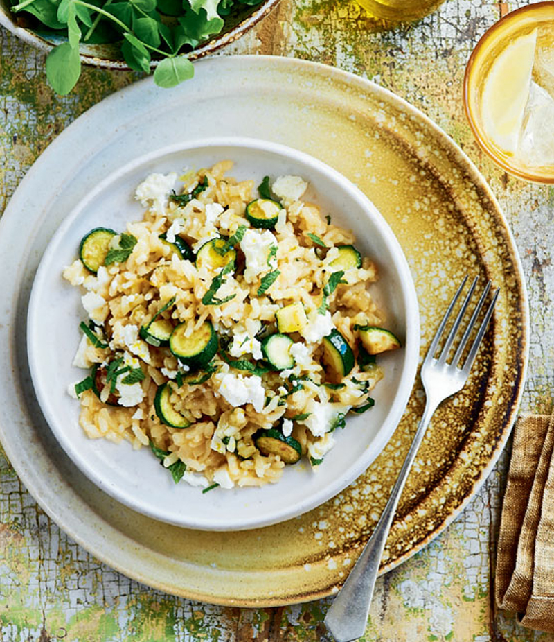 Courgette, feta and mint risotto recipe