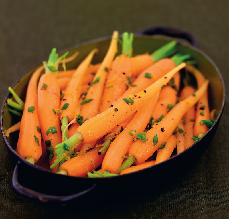 Cumin-scented carrots with tangerine zest and chives recipe