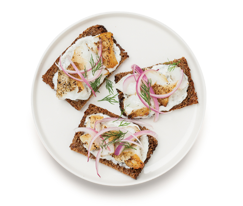 Open-faced bass sandwich recipe