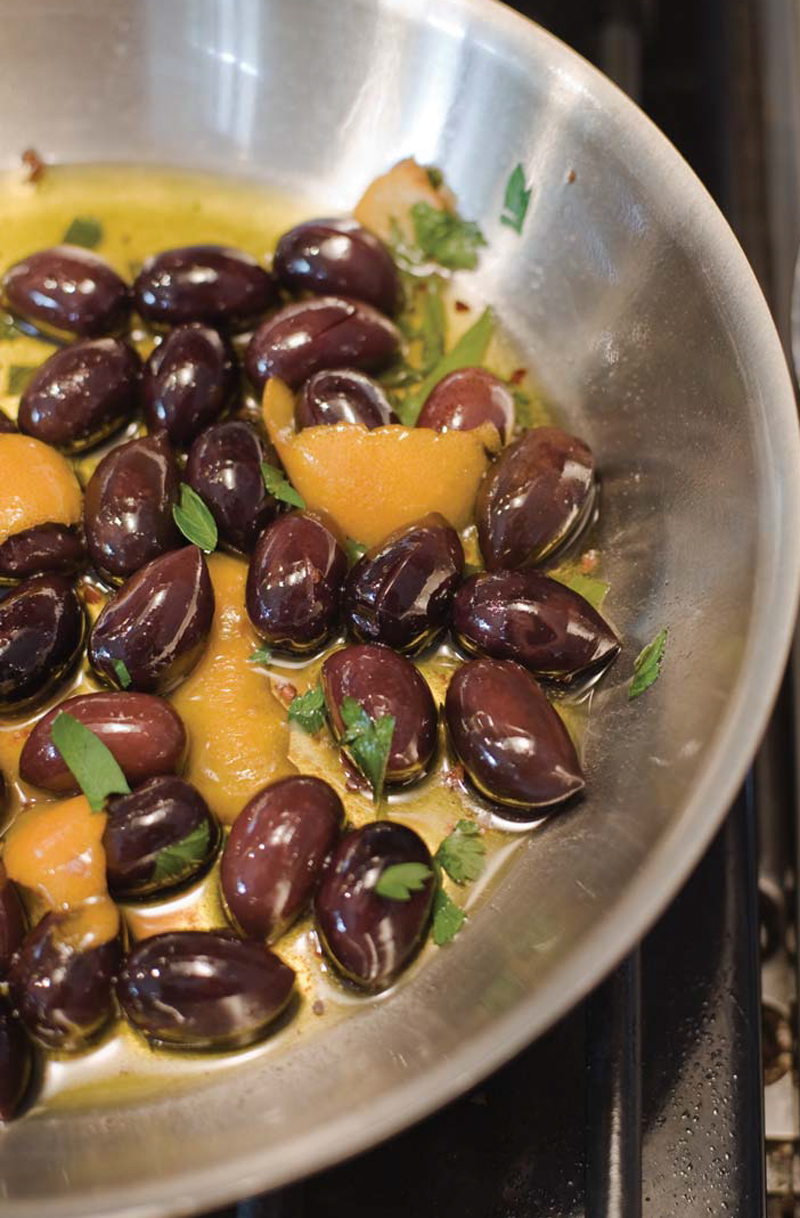 Orange-scented olives recipe