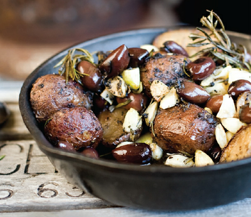 Roasted potatoes with kalamata olives, rosemary, and garlic recipe