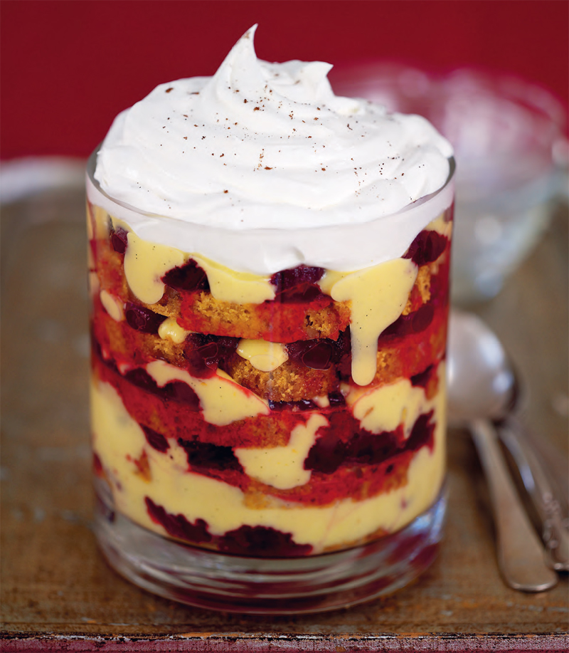 Winter trifle with cranberries and tangerines recipe