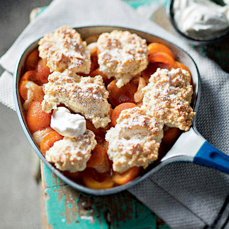 Apricot and litchi cobbler recipe