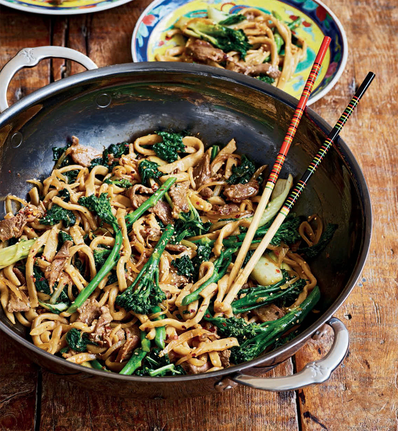 Beef and udon noodle stir-fry recipe
