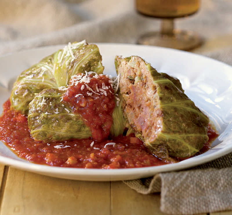 Braised cabbage stuffed with sausage & fennel recipe