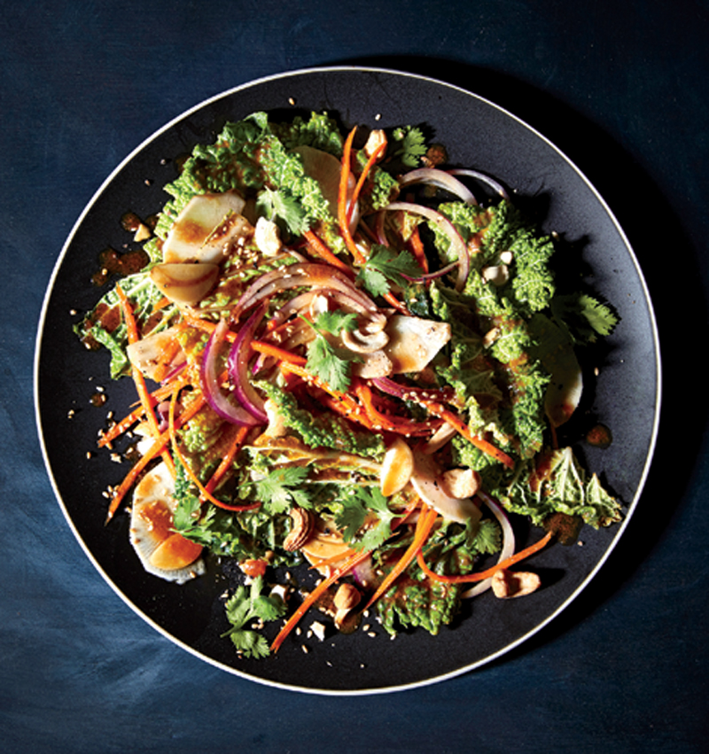 Cabbage salad with miso vinaigrette recipe