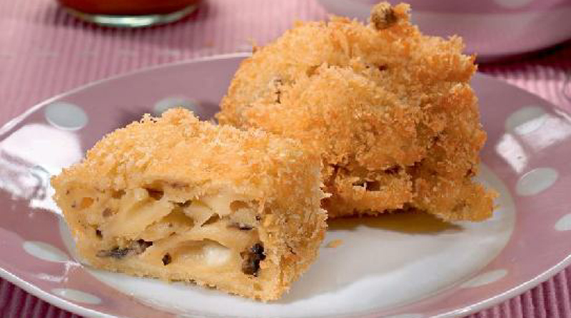 Croquettes of macaroni with mushrooms recipe