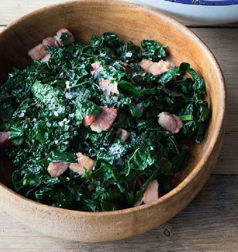 Greens with bacon and garlic recipe