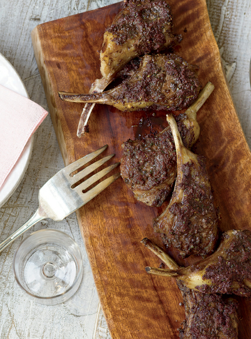 Rack of lamb crusted with black olives recipe