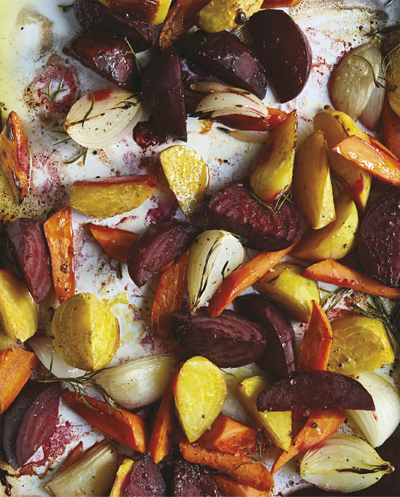 Rosemary roasted beets, carrots and onions recipe