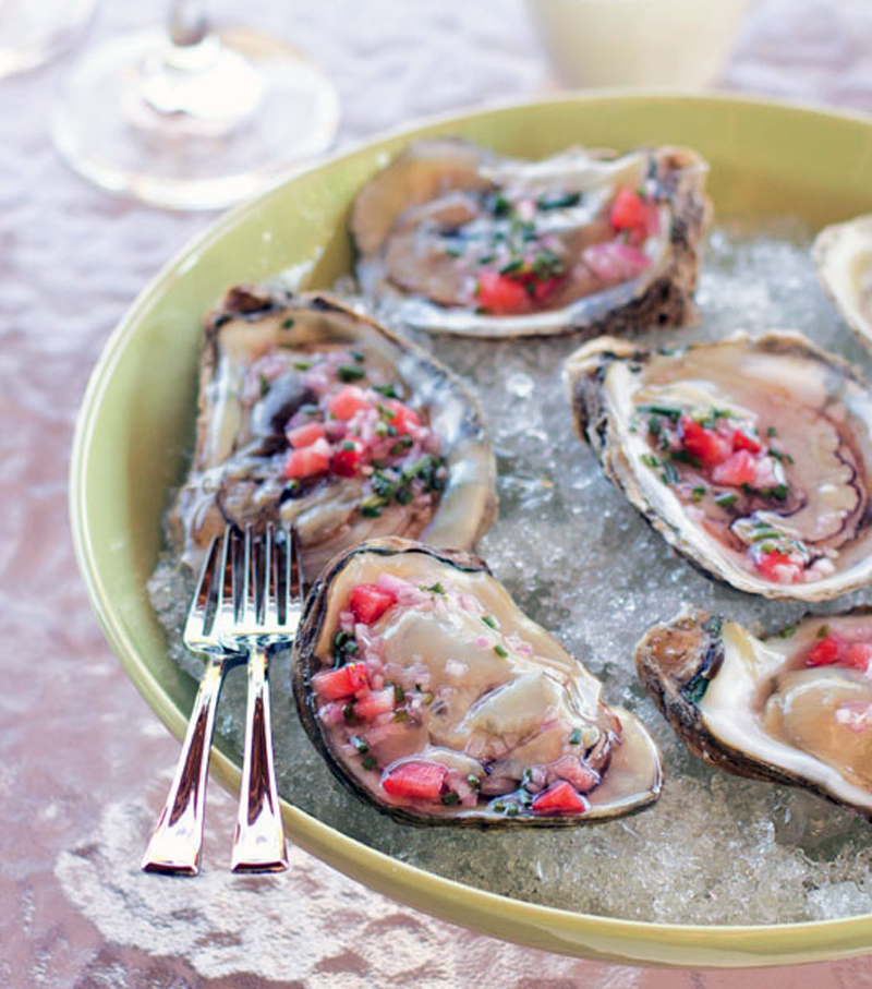 Shucked oysters with strawberry mignonette recipe