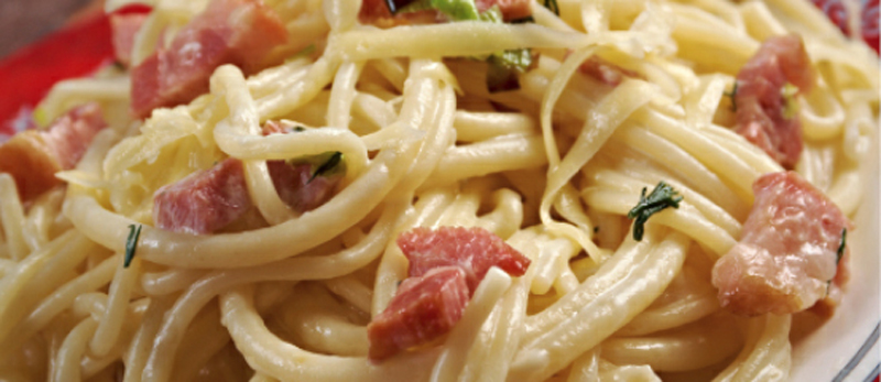Spaghetti carbonara with ham recipe