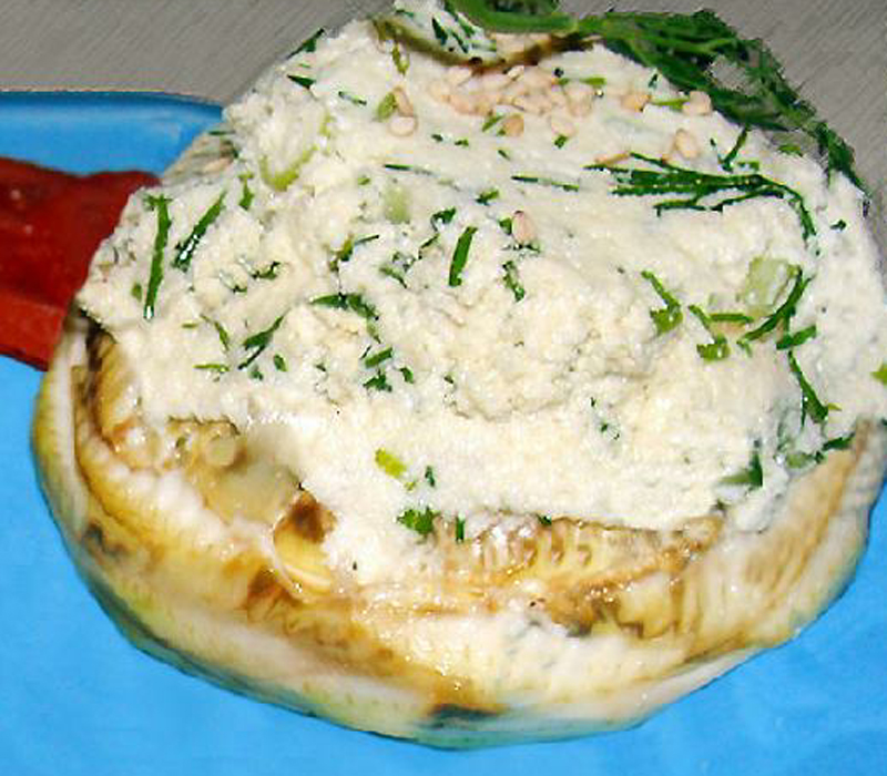 Artichokes stuffed with white cheese and fresh dill recipe