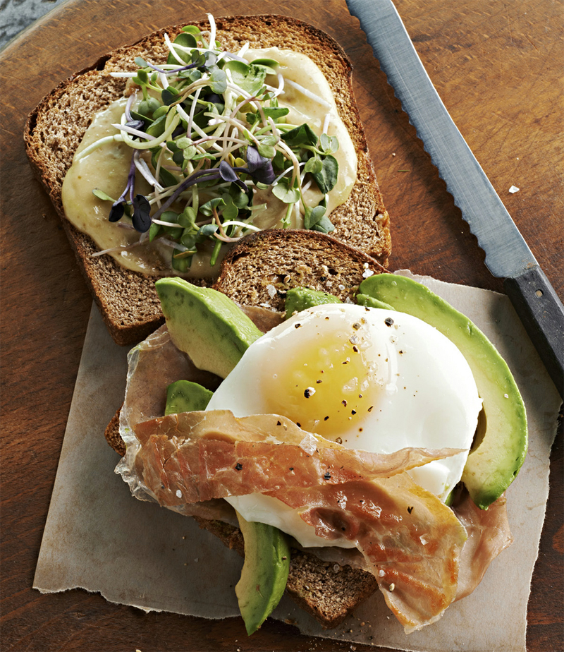 Avocado, prosciutto and egg sandwiches recipe