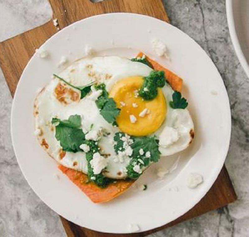 Eggs and sweet potato pesto recipe