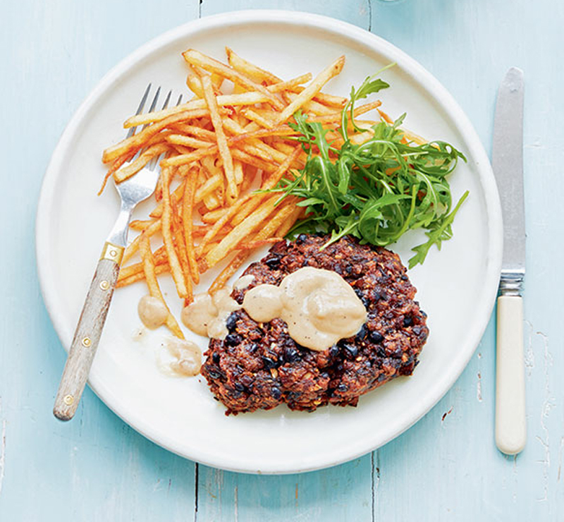 Mushroom steak & frites recipe