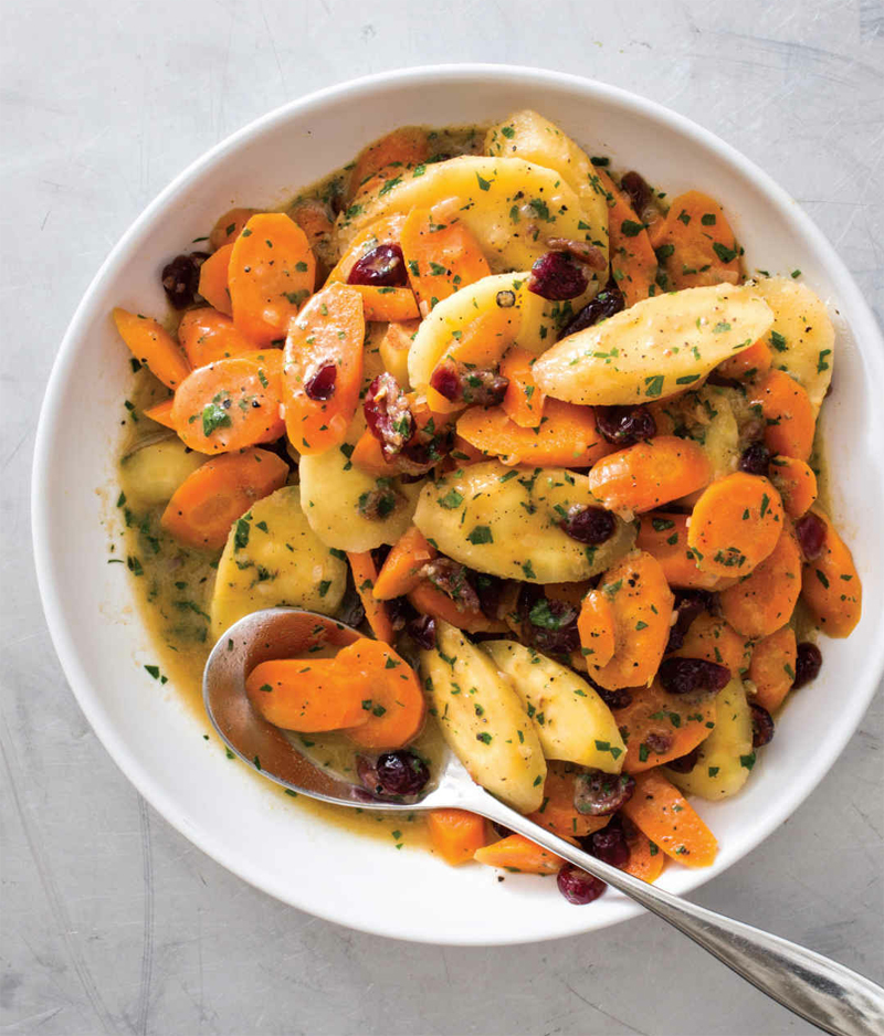 Weeknight carrots and parsnips with dried cranberries recipe