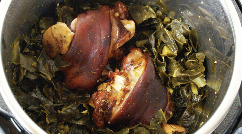 Collard greens with ham hocks recipe